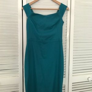 Gucci teal off-shoulder dress